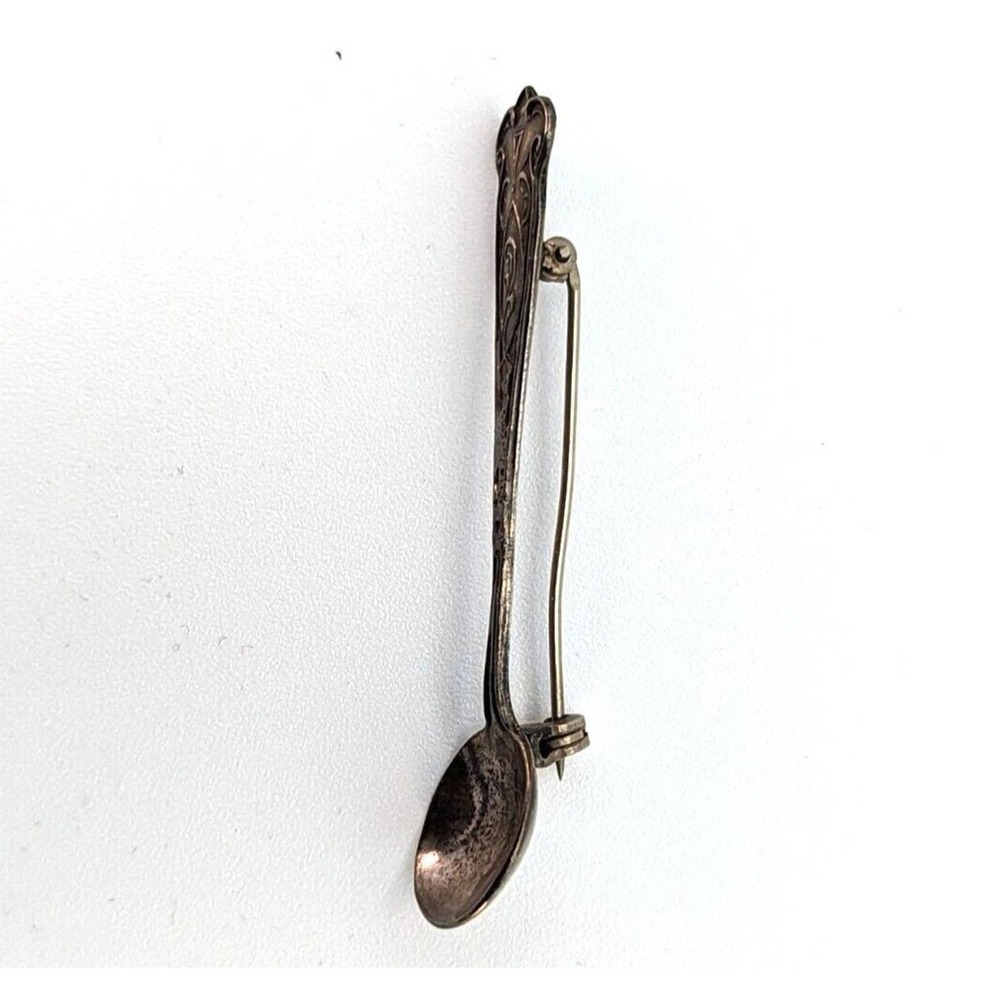 Sterling Silver Salt Spoon Brooch Signed BMCO Sterling - Picture 3 of 6